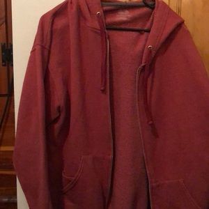 Men’s hooded red zip up jacket